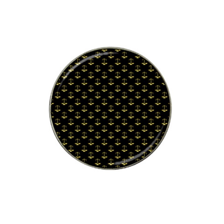 Gold Scales Of Justice on Black Repeat Pattern All Over Print  Hat Clip Ball Marker