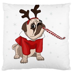 Pug Xmas Large Cushion Case (one Side) by Valentinaart