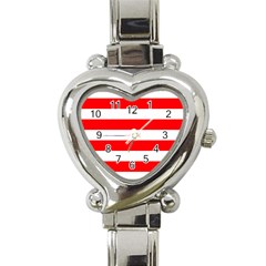 Christmas Red And White Cabana Stripes Heart Italian Charm Watch by PodArtist