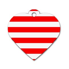 Christmas Red And White Cabana Stripes Dog Tag Heart (two Sides) by PodArtist