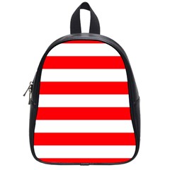 Christmas Red And White Cabana Stripes School Bag (small) by PodArtist