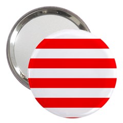 Christmas Red And White Cabana Stripes 3  Handbag Mirrors by PodArtist