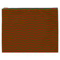 Christmas Red And Green Chevron Zig Zag Stripes Cosmetic Bag (xxxl)  by PodArtist