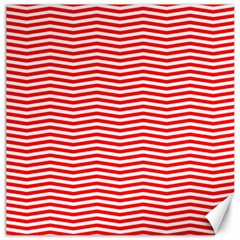 Christmas Red And White Chevron Stripes Canvas 16  X 16   by PodArtist