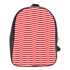 Christmas Red And White Chevron Stripes School Bag (xl) by PodArtist