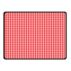 Small Snow White And Christmas Red Gingham Check Plaid Fleece Blanket (small) by PodArtist