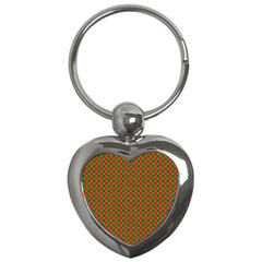 Large Red And Green Christmas Gingham Check Tartan Plaid Key Chains (heart)  by PodArtist