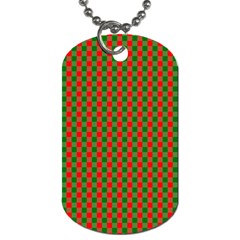 Large Red And Green Christmas Gingham Check Tartan Plaid Dog Tag (one Side)
