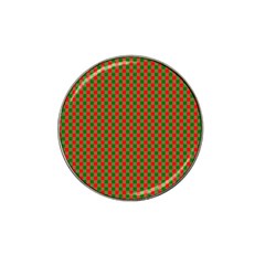 Large Red And Green Christmas Gingham Check Tartan Plaid Hat Clip Ball Marker (10 Pack) by PodArtist