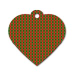 Large Red and Green Christmas Gingham Check Tartan Plaid Dog Tag Heart (Two Sides) Back