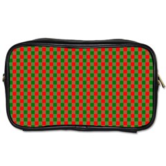 Large Red And Green Christmas Gingham Check Tartan Plaid Toiletries Bags 2-side by PodArtist