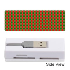 Large Red And Green Christmas Gingham Check Tartan Plaid Memory Card Reader (stick) 