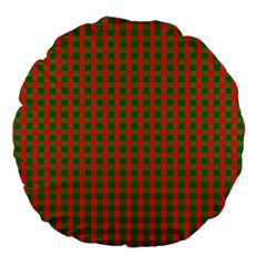 Large Red And Green Christmas Gingham Check Tartan Plaid Large 18  Premium Flano Round Cushions by PodArtist