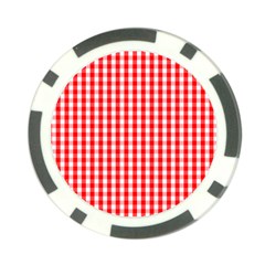 Large Christmas Red And White Gingham Check Plaid Poker Chip Card Guard (10 Pack) by PodArtist