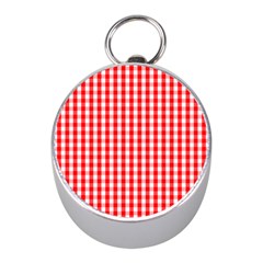 Large Christmas Red And White Gingham Check Plaid Mini Silver Compasses by PodArtist