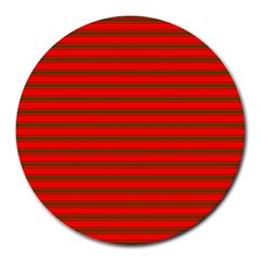 Christmas Red And Green Bedding Stripes Round Mousepads by PodArtist