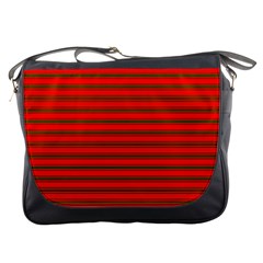 Christmas Red And Green Bedding Stripes Messenger Bags by PodArtist