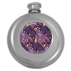 Random Polka Dots, Fun, Colorful, Pattern,xmas,happy,joy,modern,trendy,beautiful,pink,purple,metallic,glam, Round Hip Flask (5 Oz) by NouveauDesign