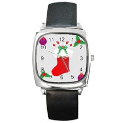 Christmas Stocking Square Metal Watch by christmastore