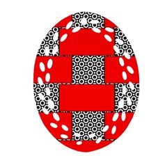 Black And White Red Patterns Ornament (oval Filigree) by Celenk