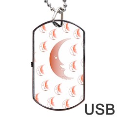 Moon Moonface Pattern Outlines Dog Tag Usb Flash (two Sides) by Celenk
