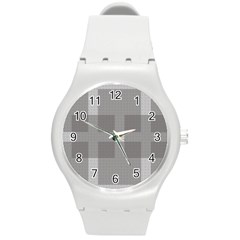 Gray Designs Transparency Square Round Plastic Sport Watch (m) by Celenk