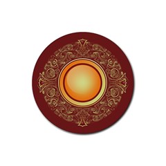 Badge Gilding Sun Red Oriental Rubber Coaster (round)  by Celenk