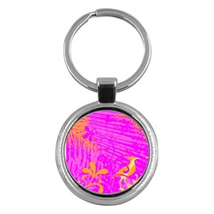 Spring Tropical Floral Palm Bird Key Chains (round)  by Celenk