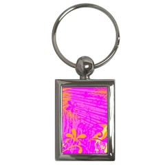 Spring Tropical Floral Palm Bird Key Chains (rectangle)  by Celenk