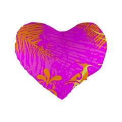 Spring Tropical Floral Palm Bird Standard 16  Premium Flano Heart Shape Cushions by Celenk