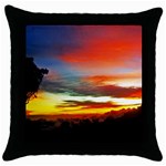 Sunset Mountain Indonesia Adventure Throw Pillow Case (Black) Front