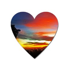 Sunset Mountain Indonesia Adventure Heart Magnet by Celenk