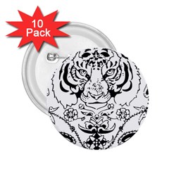 Tiger Animal Decoration Flower 2 25  Buttons (10 Pack) 