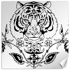 Tiger Animal Decoration Flower Canvas 12  X 12   by Celenk