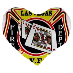 Las Vegas Fire Department Large 19  Premium Flano Heart Shape Cushions by Bigfootshirtshop