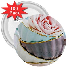Tea Cups 3  Buttons (100 Pack)  by NouveauDesign