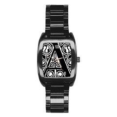 Alphabet Calligraphy Font A Letter Stainless Steel Barrel Watch by Celenk