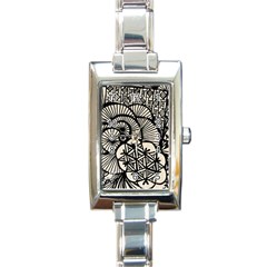 Background Abstract Beige Black Rectangle Italian Charm Watch