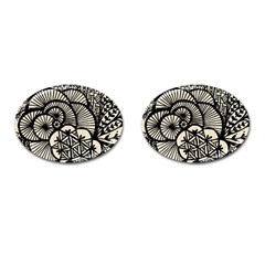 Background Abstract Beige Black Cufflinks (oval) by Celenk