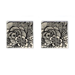 Background Abstract Beige Black Cufflinks (square)