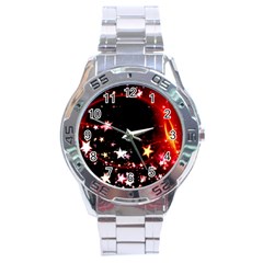 Circle Lines Wave Star Abstract Stainless Steel Analogue Watch by Celenk