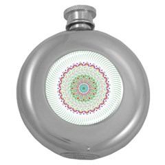 Flower Abstract Floral Round Hip Flask (5 Oz) by Celenk