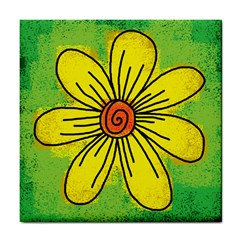 Flower Cartoon Painting Painted Tile Coasters by Celenk