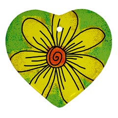 Flower Cartoon Painting Painted Ornament (heart) by Celenk