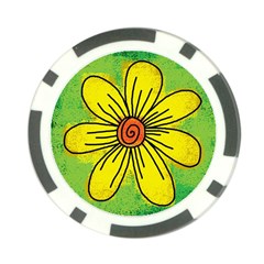 Flower Cartoon Painting Painted Poker Chip Card Guard by Celenk