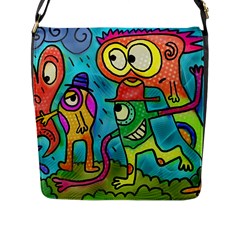 Painting Painted Ink Cartoon Flap Messenger Bag (l)  by Celenk