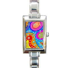 Abstract Pattern Painting Shapes Rectangle Italian Charm Watch by Celenk