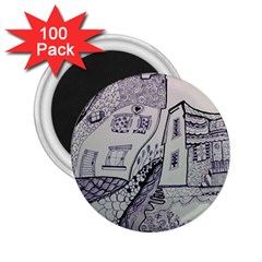 Doodle Drawing Texture Style 2.25  Magnets (100 pack) 