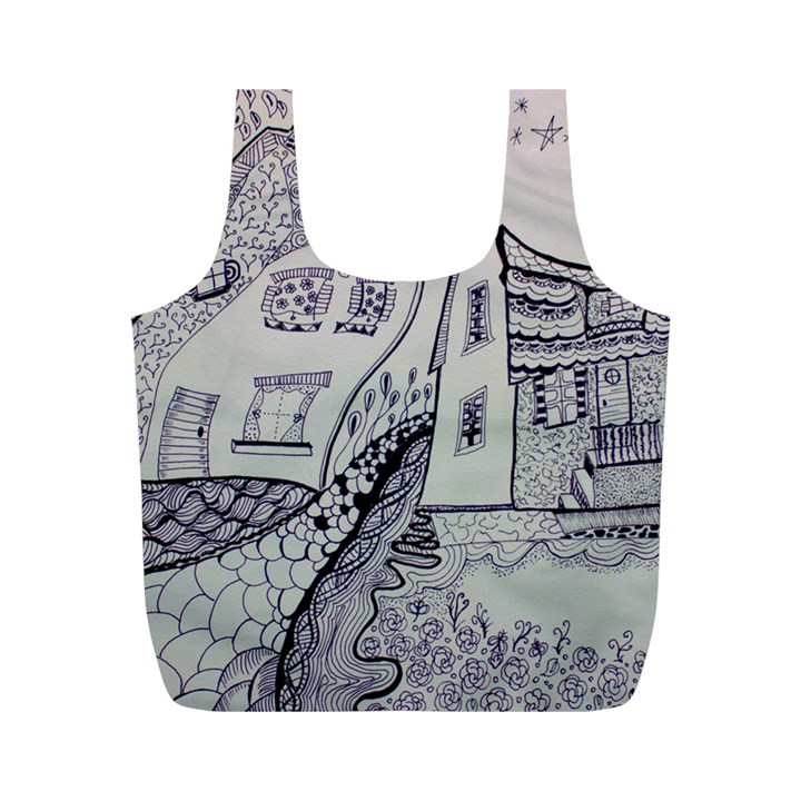 Doodle Drawing Texture Style Full Print Recycle Bags (M) 