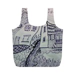 Doodle Drawing Texture Style Full Print Recycle Bags (M)  Back